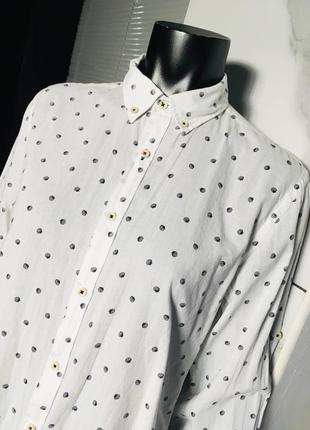 Белая рубашка принт ракушки zara man slim fit м6 фото