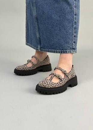 Туфли женские замшевые с леопардовым принтом