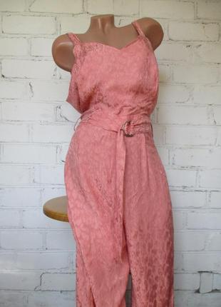Комбинезон брючный с поясом вискозный лососевого цвета/вискоза
