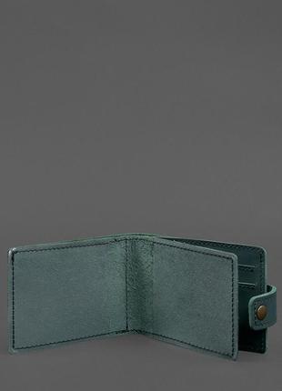 Шкіряна обкладинка- портмоне для посвідчення учасника бойових дій (убд картонний документ) зелена2 фото