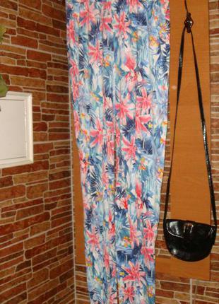 Яркие летние штаны слаксы свободного кроя с тропическим принтом от h&m3 фото