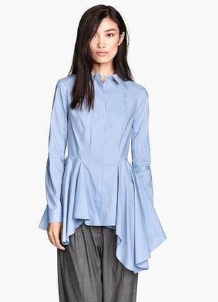 Ассиметричная,хлопковая рубашка h&m,34/xs