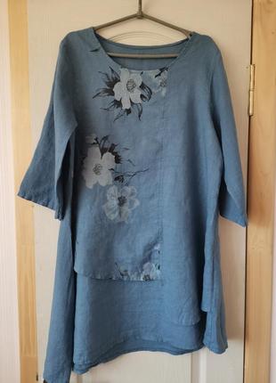 Шикарное льняное платье ассиметрия