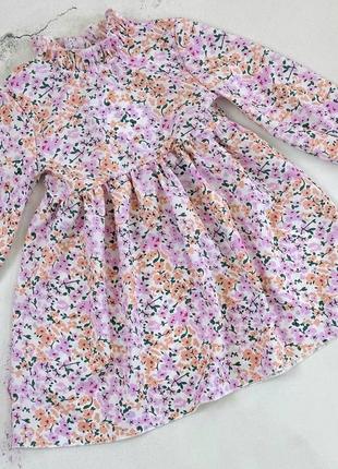 Платье праздничное в цветочки софт для девочки платье платько с воланами рюшами нарядное цветочный принт нежное цветочное3 фото