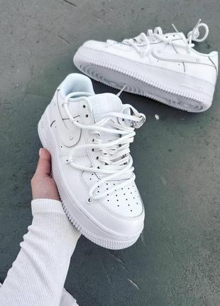 Женские кеды nike air force 1 low white off из натуральной кожи2 фото