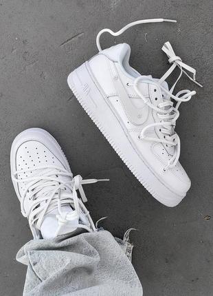 Женские кеды nike air force 1 low white off из натуральной кожи7 фото