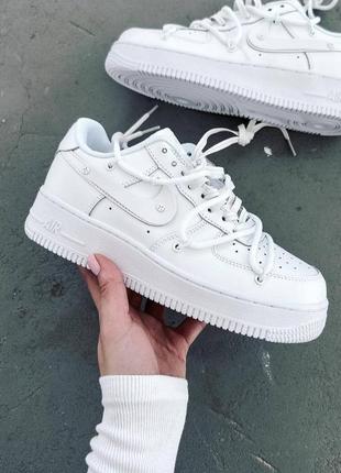 Женские кеды nike air force 1 low white off из натуральной кожи1 фото