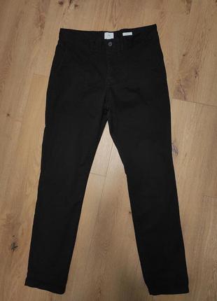 Брюки штани чоловічі чорні прямі завужені slim fit щільні повсякденні h&m, розмір m w31-32