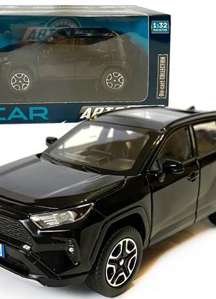 Машинка металева toyota rav4 sport тойота рав 4 спорт чорна 1:32 звук світло інерція відкр двері багажник капот гумові колеса