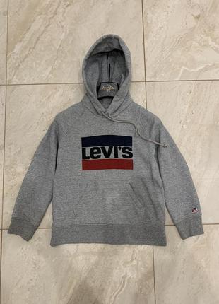 Сіра кофта худі худи levi’s levis жіноча з капішоном світшот