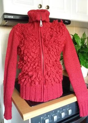 Теплий вовняний бомбер, светр на блискавці об'ємної в'язки silvian heach