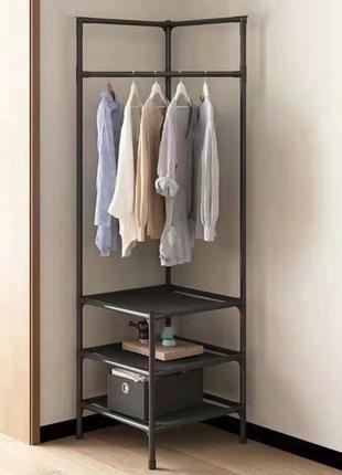 Угловая вешалка в прихожую с подставкой для обуви corner coat rack1 фото