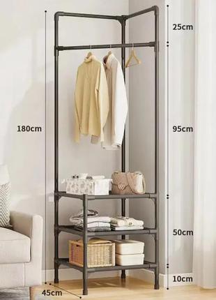 Кутова вішалка в передпокій з підставкою для взуття corner coat rack4 фото