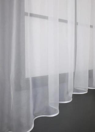 Тюль арка на кухню (280х170см). колір сірий з білим2 фото