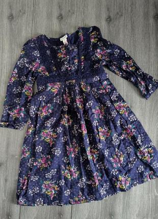 Платье хлопок фиолетовое в цветочный принт на 5-6лет
