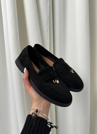 Черные женские лоферы туфли мокасины2 фото