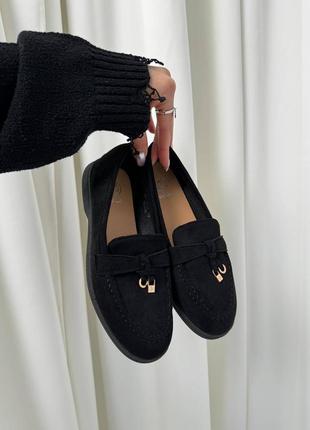 Черные женские лоферы туфли мокасины9 фото