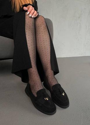 Черные женские лоферы туфли мокасины4 фото