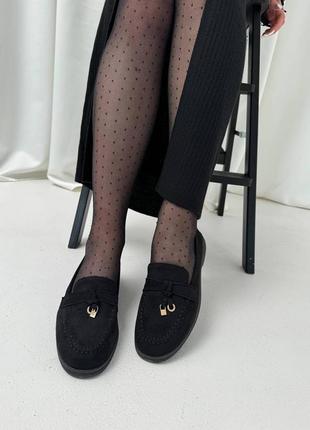 Черные женские лоферы туфли мокасины8 фото