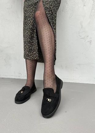 Черные женские лоферы туфли мокасины3 фото