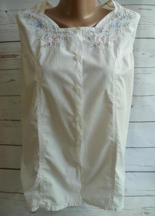Белая блуза хлопок с нежной вышивкой