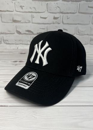 Кепка бейсболка ny new york (черная с белым)1 фото