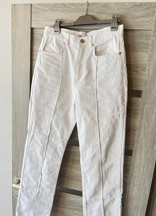 Белые новые прямые джинсы zara в стиле печворк patchwork