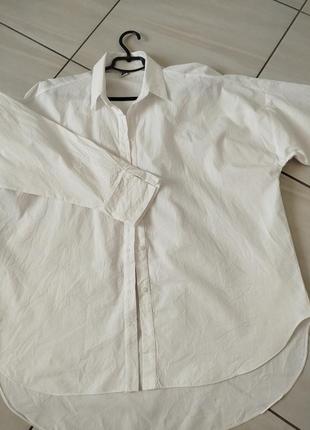 Білосніжна хлопкова сорочка рубашка біла бавовняна4 фото