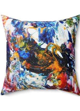 Квадратная декоративная подушка "red-haired girl with a red kitten"