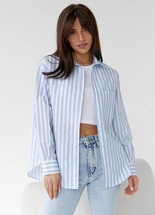 Полосканая рубашка из натуральной ткани в стиле zara голубая женская рубашка