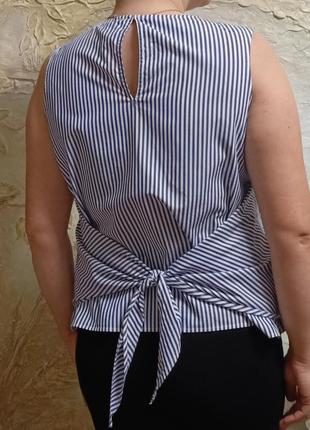 Коттоновая полосатая блузка, блуза с бантом9 фото