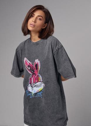 Женская футболка тай-дай с принтом bugs bunny.