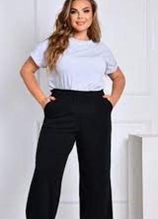 Штаны брюки женские размер 54-56 / 20 не стрейчевые новые палацо 3xl черные1 фото
