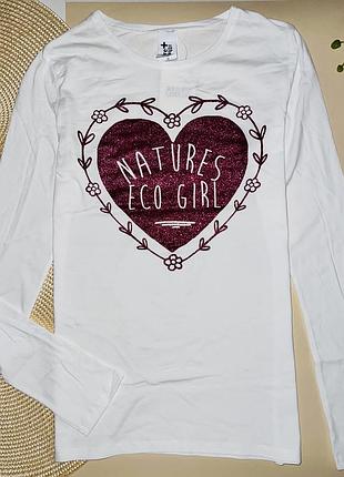 Кофта/ реглан білого кольору з блискучим принтом. 100% бавовна //розмір: 158/164 //бренд: c&a