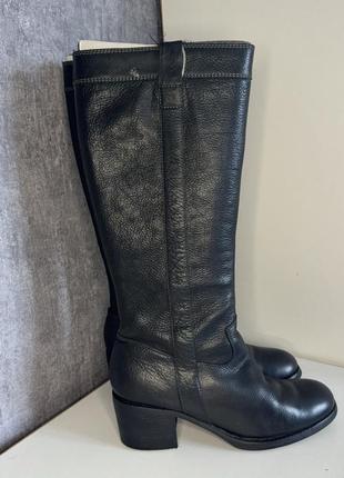 Сапоги трубы кожаные ecco черные демисезон