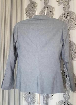 Брендовий базовий топовий однобортний модний класичний коттоновый бавовняний блакитний сірий жакет однобортний піджак блейзер s new look2 фото