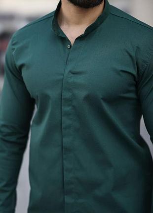 Рубашка приталенная мужская изумрудная