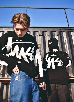 Світшот stussy sweater big logo чорний чоловічий / жіночий