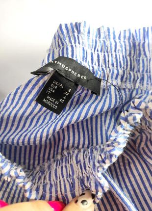 Блуза женская голубого цвета в полоску с короткими рукавами от бренда atmosphere s4 фото
