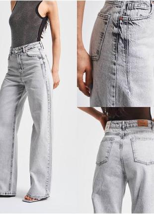 Серые широкие джинсы wide leg, джинсовые брюки туречина, серые джинсы турция