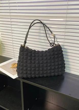 Сумка сумочка з ремінцем нова чорна стильна модна в руку на плече фактурна2 фото