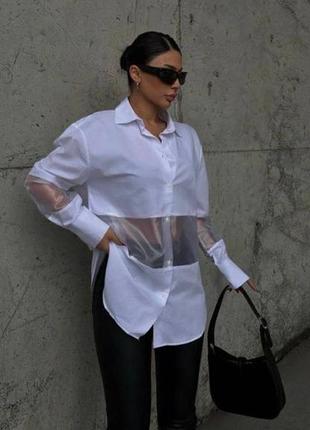 Рубашка женская с прозрачной вставкой