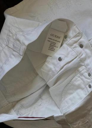 Джинсы брюки guess jeans premium оригинальные белые с потертостями2 фото
