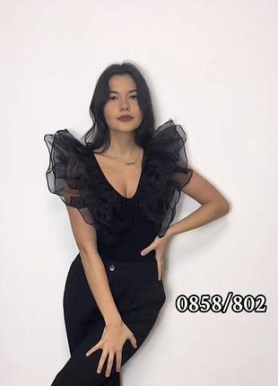Черный боди с органзой zаrа