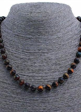 Ожерелье соколовое глаз, шарик 10мм, длина 48см