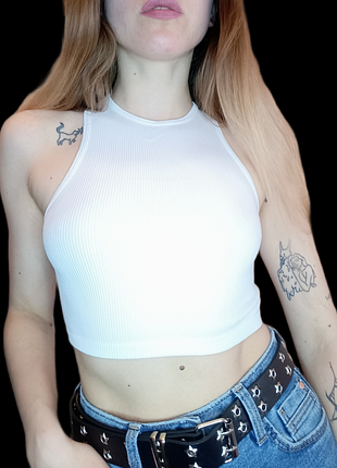 Топ белый в рубчик