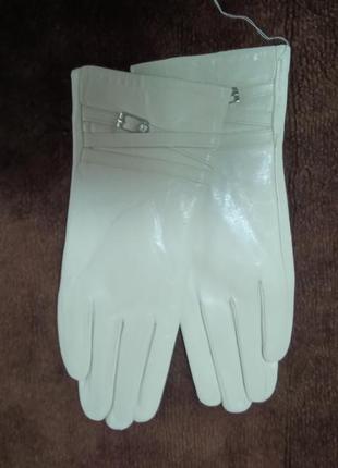 Нові шкіряні перчатки 7,5-8р. кофейного кольору