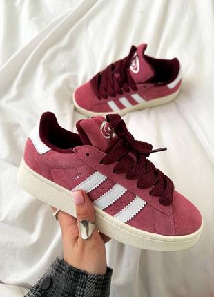 Стильные женские кроссовки adidas campus 00s bordo white бордовые