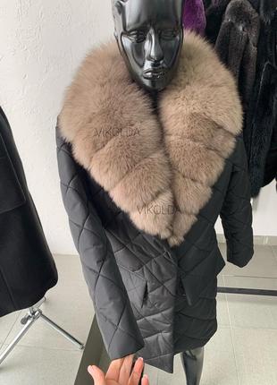 Женское демисезонное пальто с мехом песца с 42 по 54 г5 фото