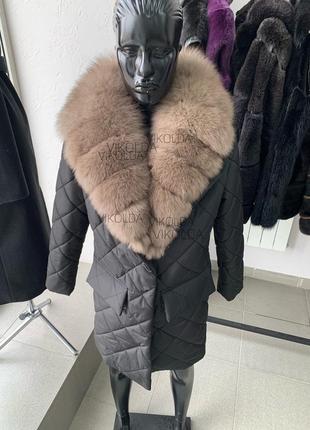 Женское демисезонное пальто с мехом песца с 42 по 54 г4 фото